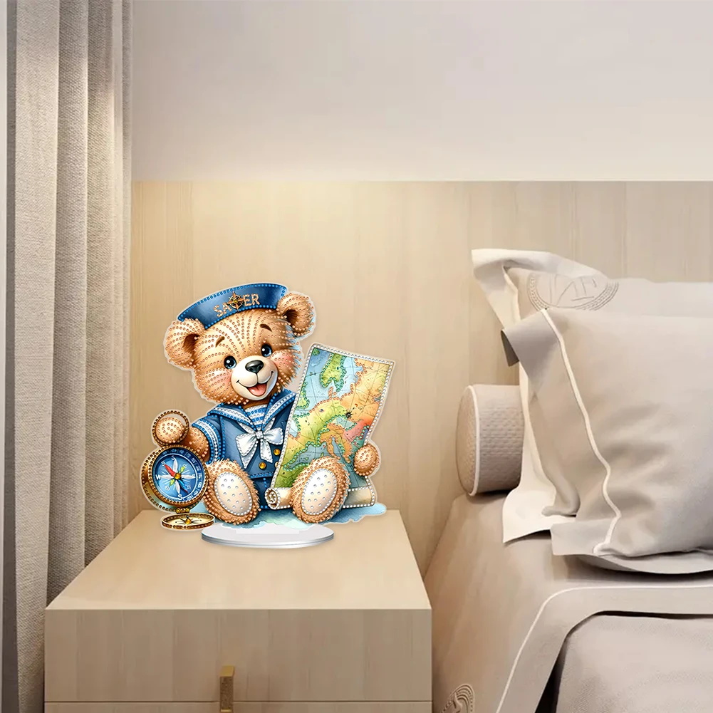 

Acrylic Special Shape Bear Diamond Painting Tabletop Ornaments Kit 5D DIY Diamond Art Tabletop Decorations for Adults Beginner