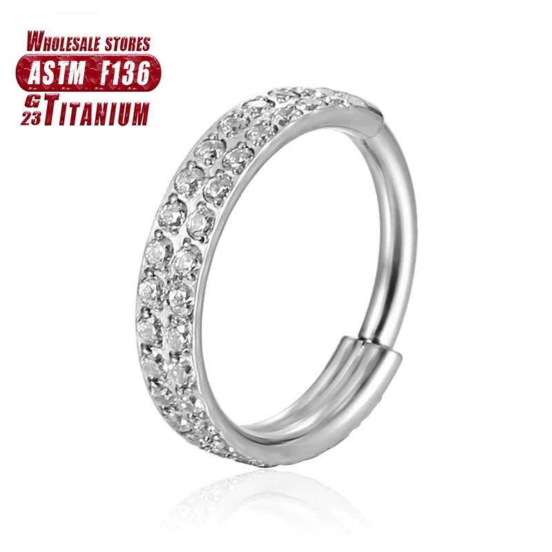 Women's Titanium ZC Nose Rings & Hinged Segment Earrings, Versatile