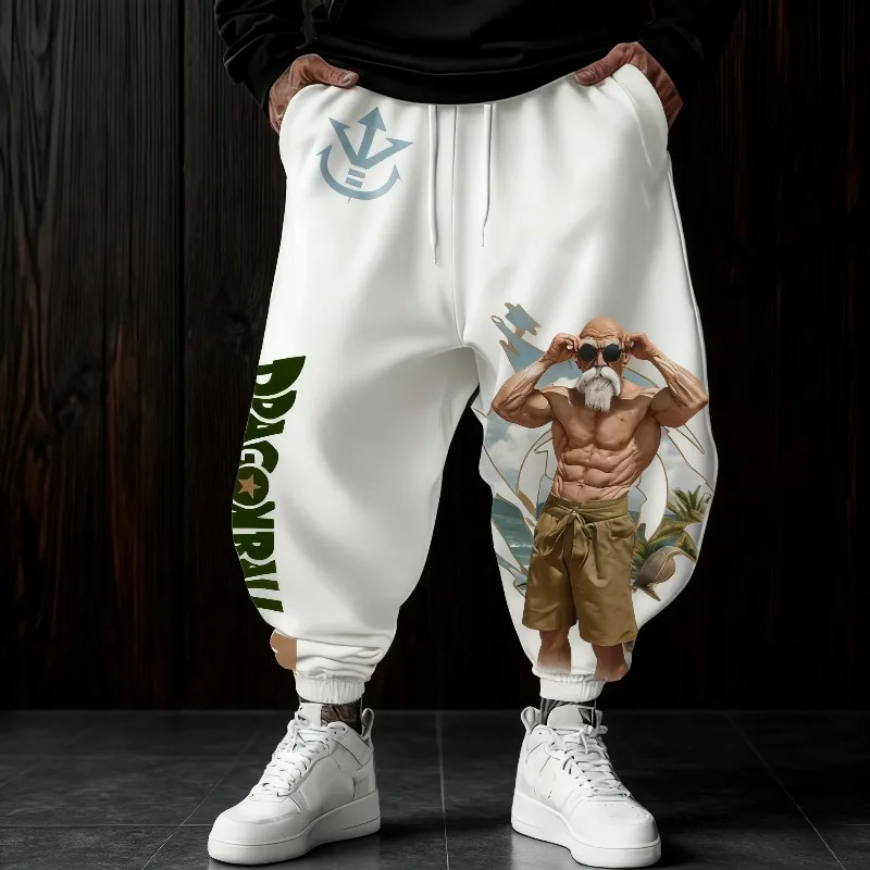 

Japanese Anime Dragon Ball Z Men's Pants Autumn Winter Sweatpants Japanese Anime Master Roshi Print 100% Cotton Casual Leggings