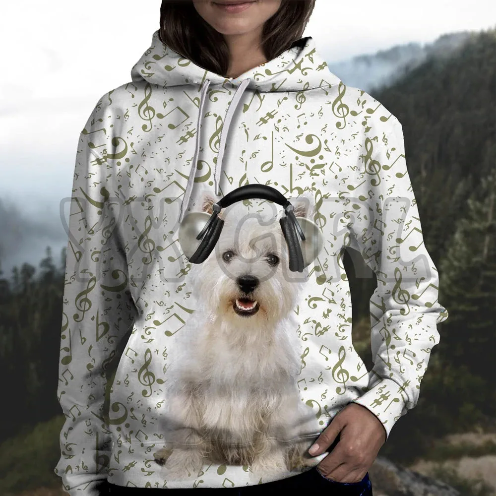 Musik Bagus dengan Hoodie Gambar 3D Yorkshire Terrier Pakaian Olahraga Jalanan Kasual Hoodie Anjing Lucu Pullover Uniseks