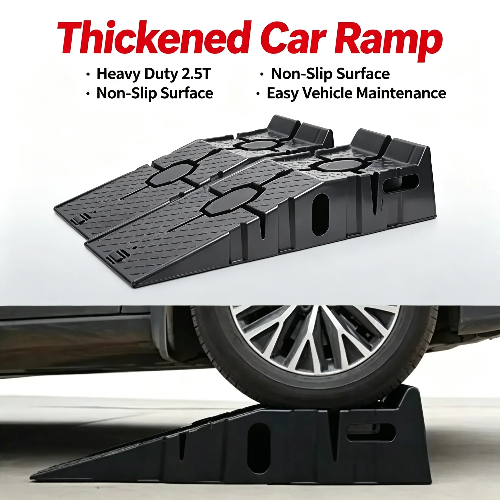 Heavy Duty Car Ramps Antiskid Working Plastic Support 2pcs Load 2500KG Car Maintenance Tools Ramp Board Ladder Jack Lift Tools