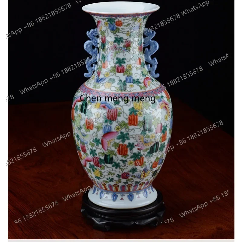 A74Handmade vase Pastel binaural vase Melon Mianmian Jingdezhen ceramic small vase