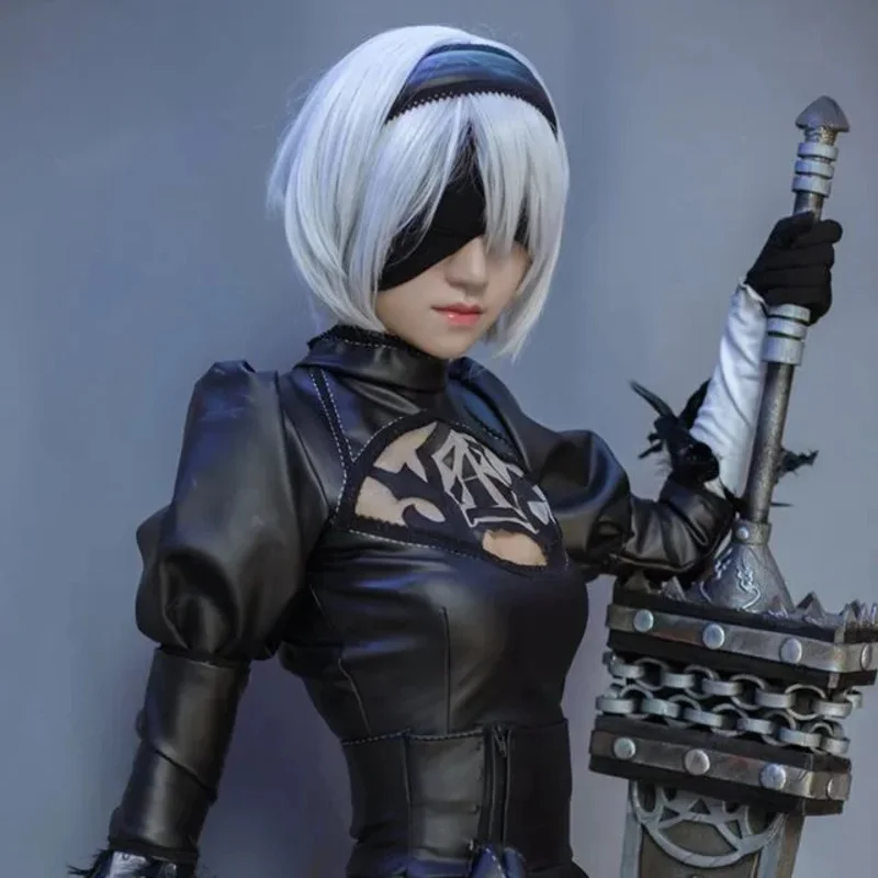 25COSHigh quality YoRHa No.2 Type B 2BYoRH 2A 9S 2B wig Cosplay Wig NieR:Automata Costume Play Wigs Costumes Hair +Wig Cap