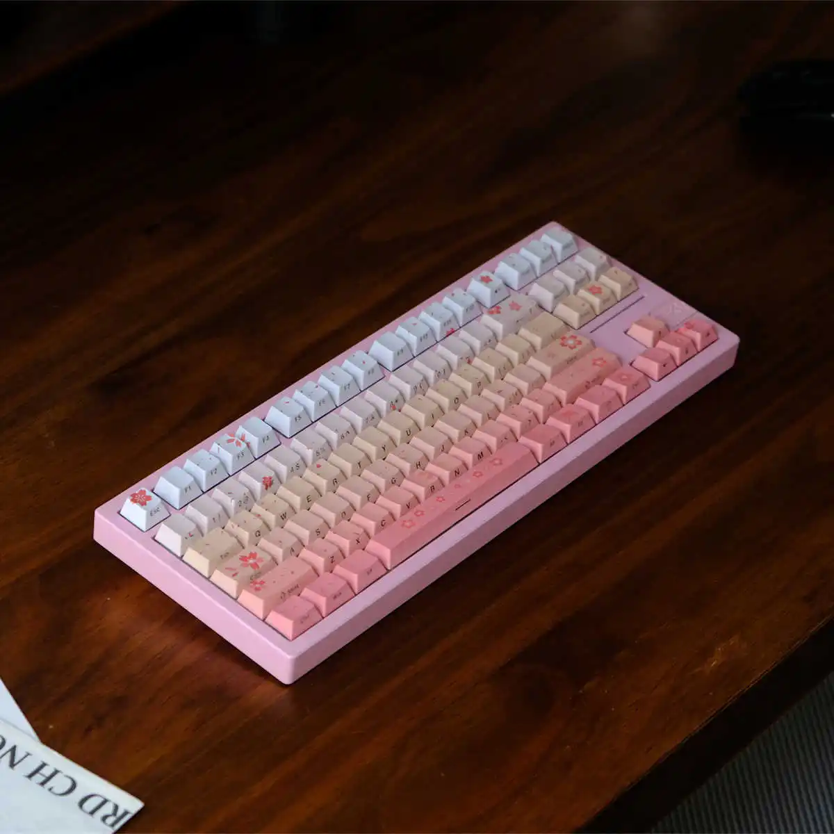 Imagem -02 - Teclas Sakura Rosa Impressão Lateral Rgb Retroiluminado Keycap Cereja Perfil Lado Corante Sub Pbt Keycaps para mx Switches Teclado Mecânico 130