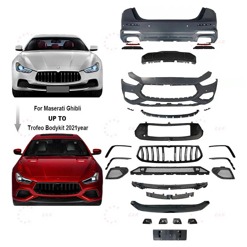 

Car Bodykit For Maserati Ghibli Trofeo Auto Body Parts Front Rear Bumper Grille Body Kits without Headlights Taillights