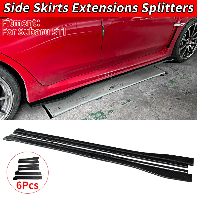 

For Subaru STI 6PCS Car Side Skirt Extensions Winglet Splitter Lip Separator Bumper Side Wing Auto Accessories Scratch Protector