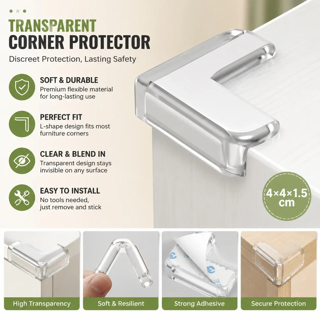 

10PCS Anti-crash Corner Guard Transparent Anti-crash Table & Chair Corner Anti-crash Edge Protection Strip