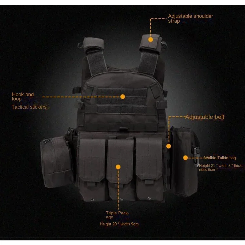 Special Forces Bulletproof Back Tactical Vest Lightweight Multi-Functional Outdoor Expansion Military Hunting Pockets Body Armor