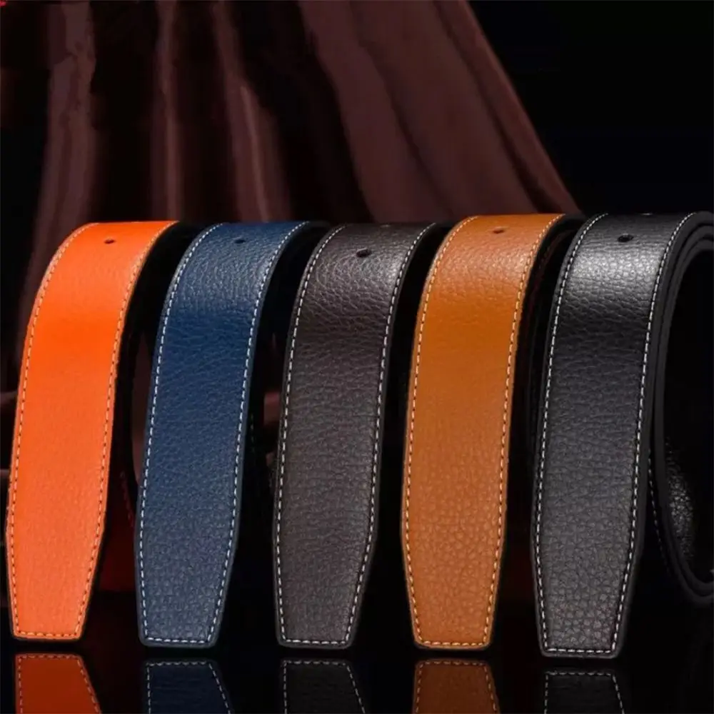 3.7cm Luxury Men Leather Belt Strap Genuine Leather No Buckle Belt Trouser Jean Belt Decor Decorative Trousers Waistband Replace