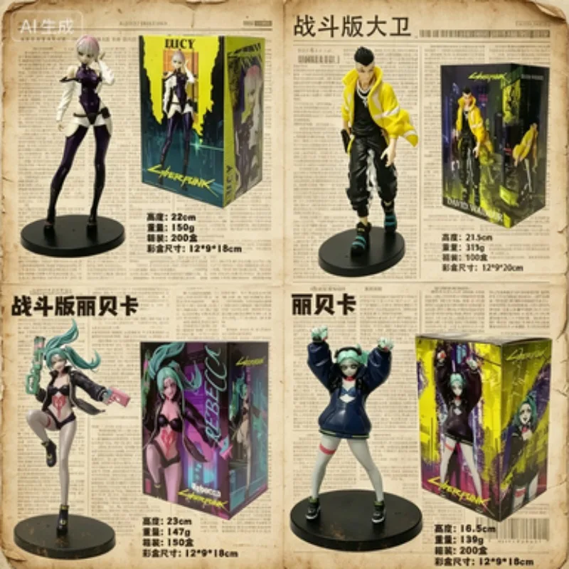 

Cyberpunk-Themed Lucy Rebecca David Martinez and Johnny Silverhand Action Figures Collectible Toy Available in Stock