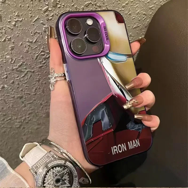 Marvel Super Hero Iron Man Art Phone Case For iPhone 15 Plus 14 13 Pro Max 12 11 X XS XR 7 8 8Plus SE Plating Matte Phone Coque