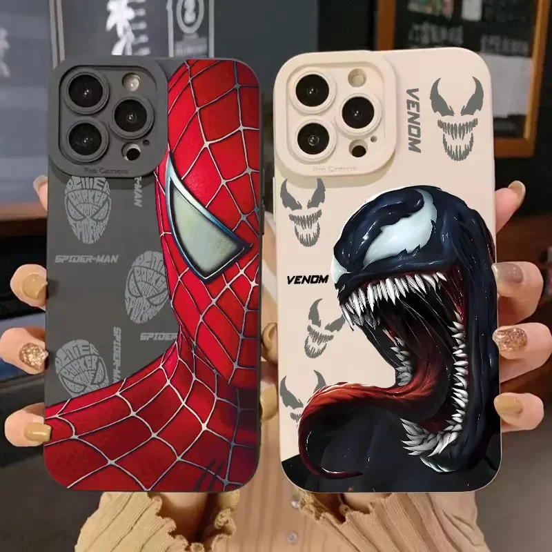 Marvel Spider Man Venom TPU Phone Case Cover For iPhone 16 15 14 13 11 12 Pro Max X XR XS Max 7 8 Plus SE 2020 Fundas Soft Cover