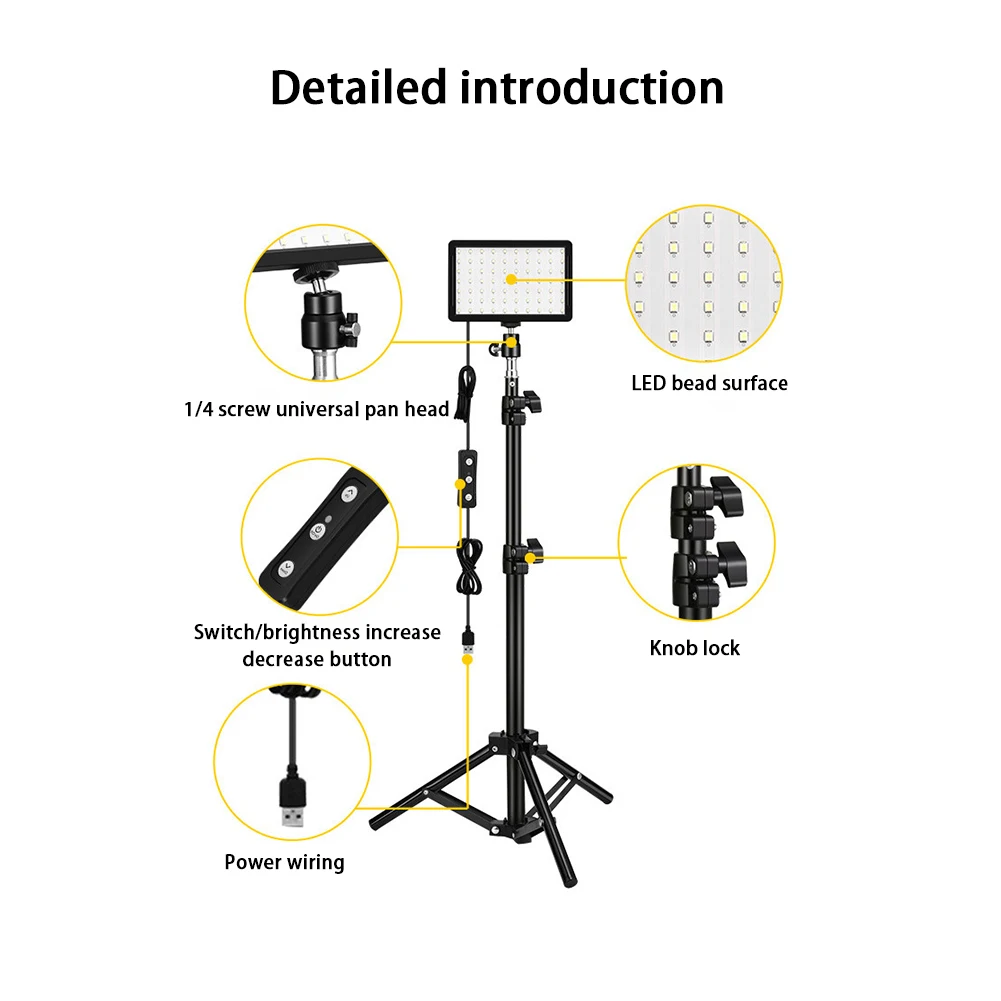 2 opakowanie światła Panel LED do filmów oświetlenie fotograficzne zestaw lampowy z regulowany statyw podstawką do przekaz na żywo nagrywania zdjęć wideo