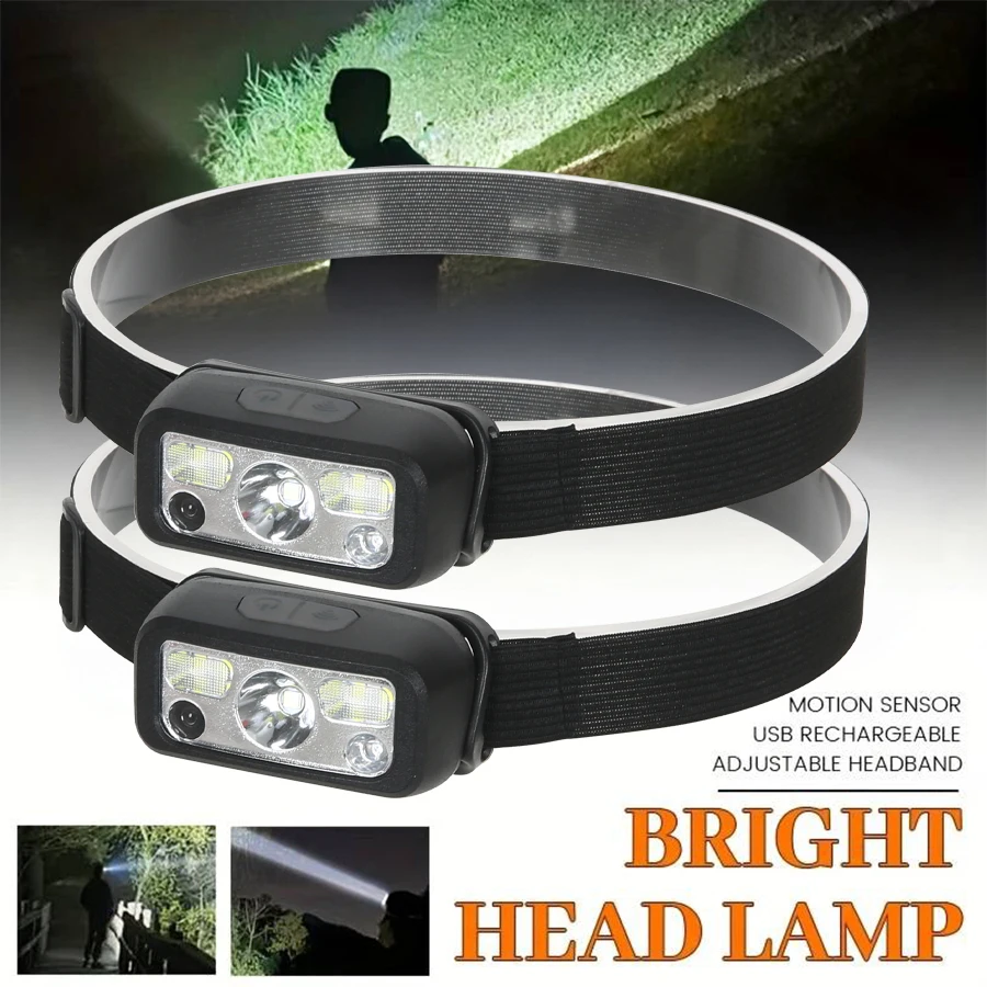 

LED Induction Headlamp 6 Mode Headlights Built in Battery Rechargeable Head Lamp Flashlight Outdoor Camping Fishing Led Headlamp