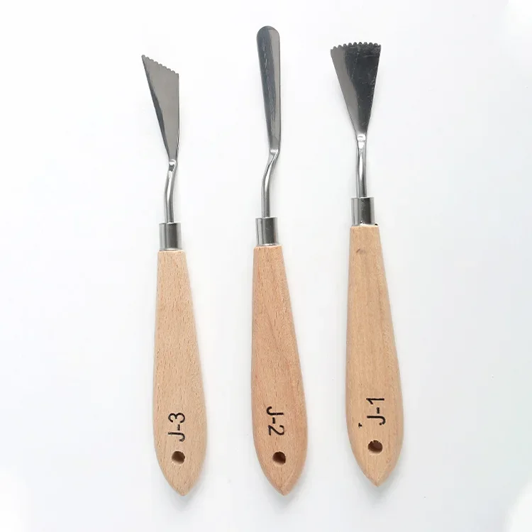 10pcs Palette Knife Set with Wooden Handle, Stainless Steel Spatula Painting Knives for Professional Artist