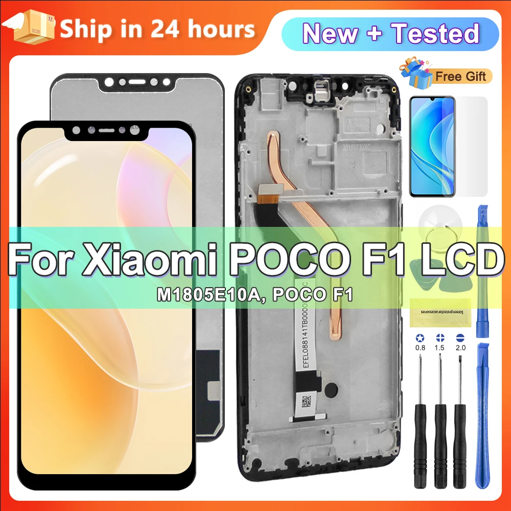 6.18” AMOLED For Xiaomi Poco F1 Screen With Frame, For Xiaomi Pocophone F1 PocoF1 LCD Display Screen Digitizer Replacement