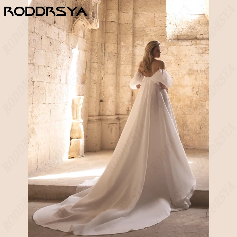 RODDRSYA Sexy Strapless Vestido De Noiva Para As Mulheres Chiffon Manga Removível Vestido De Noiva Vestido De Noiva Vestido De Backless Zipper High Split Sexy Strapless Vestido De Noiva Para As Mulheres Chiffon Manga R