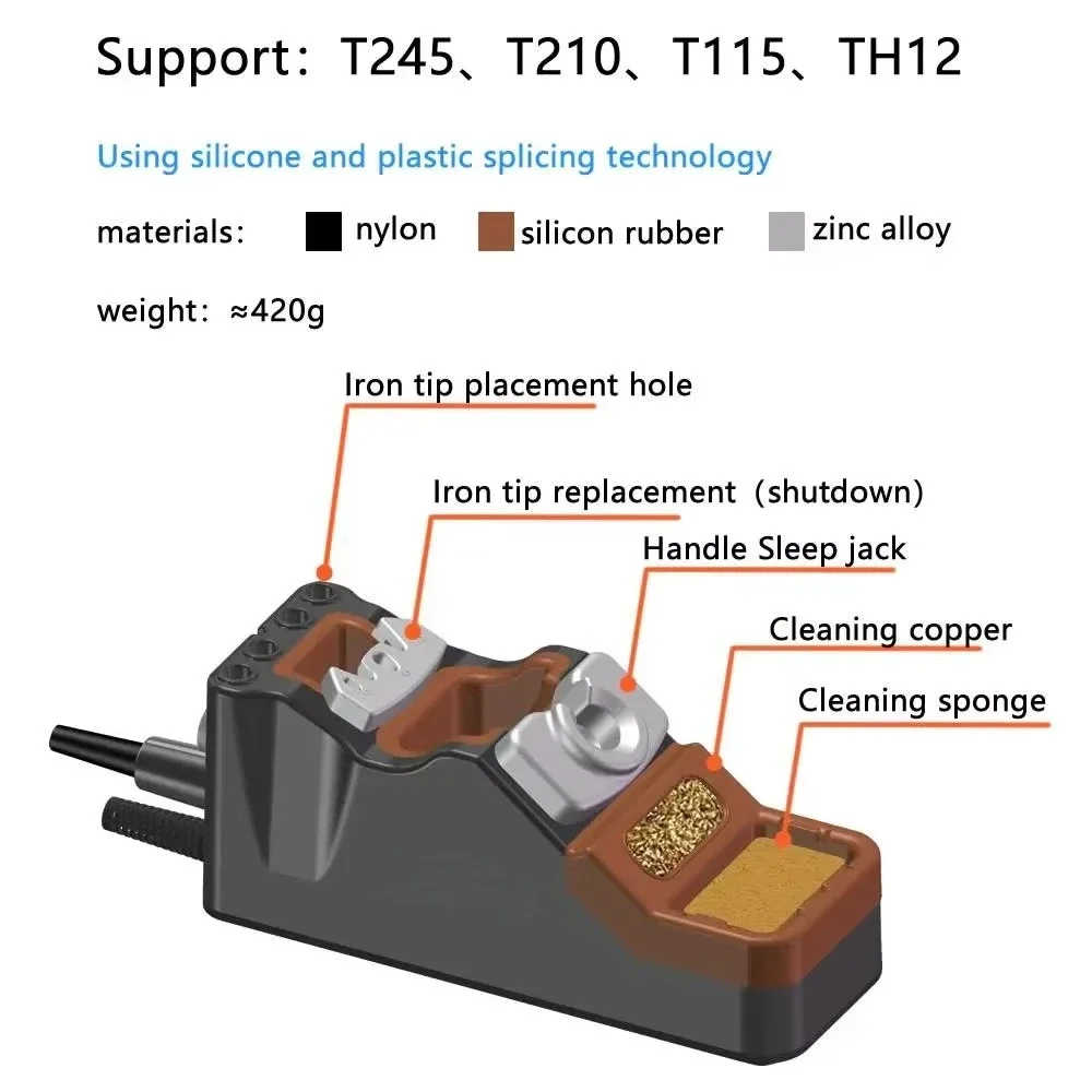 GEEBOON TC22 240W Soldering Station Kit with SDC02 Soldering Iron Stand + T245 T210 Handle + C245 C210 Soldering Iron Tips