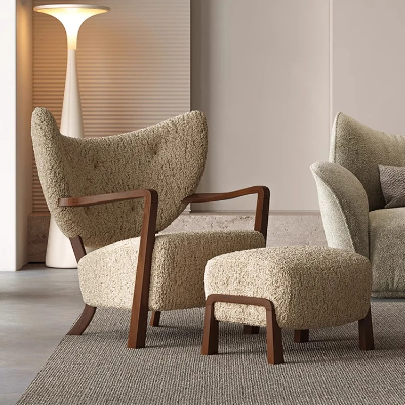 

Wooden Living Room Chairs Backrest Armchair Comfortable Relaxing Chair Bedroom Elegant Chaise Lounge Sets Aesthetic Furniture