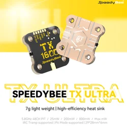 SpeedyBee TX ULTRA TX1600 5.8GHz 48CH 1.6W FPV VTX Analog Image Transmission 2-6S Lipo For RC FPV Long Range Racing Drone