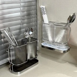 Wall Mounted Kitchen Cutlery Organizer Light Luxury Spork Spoon Holder Utensil Drying Rack Cutlery Drainer Kitchen Organizer