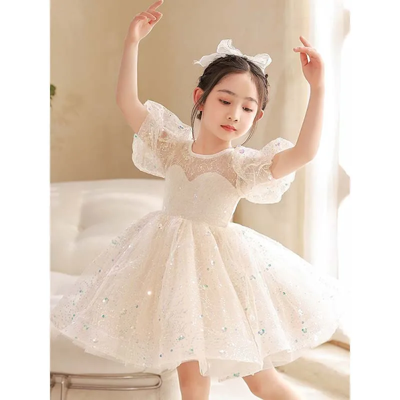 

High-end Kids Luxury Party Dresses for Girls Size 0 To 14 Years Birthday Photo Shoot Gown Evening Formal Lace Dress Prom Frock