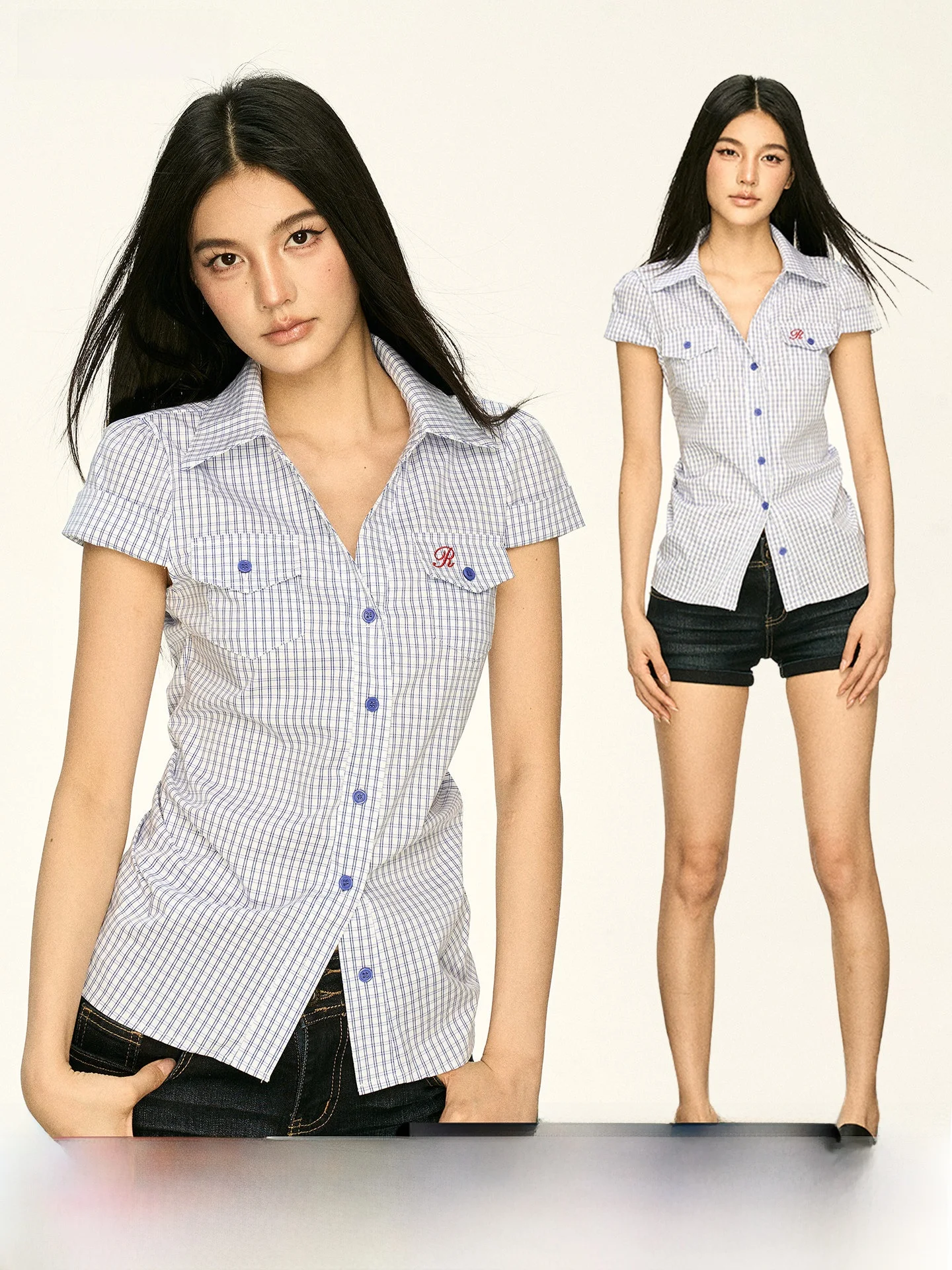 

Женская рубашка Aaisup в американском ретро-стиле в клетку, приталенная, с коротким рукавом, летняя, с завязками на талии, универсальная, для повседневной носки, в корейском стиле