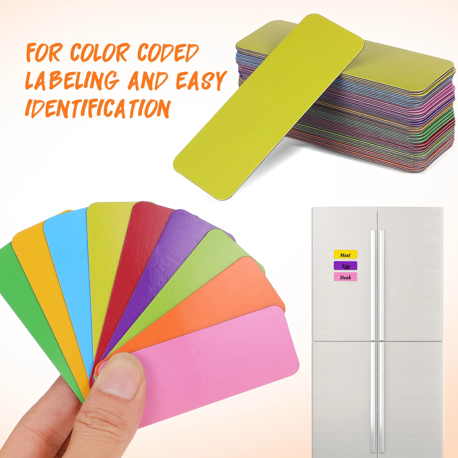54 قطعة من علامات الأسماء المغناطيسية القابلة لإعادة الاستخدام، ملصقات المسح الجاف الملونة لخزانة الملفات، ملصقات مغناطيسية للسبورة البيضاء