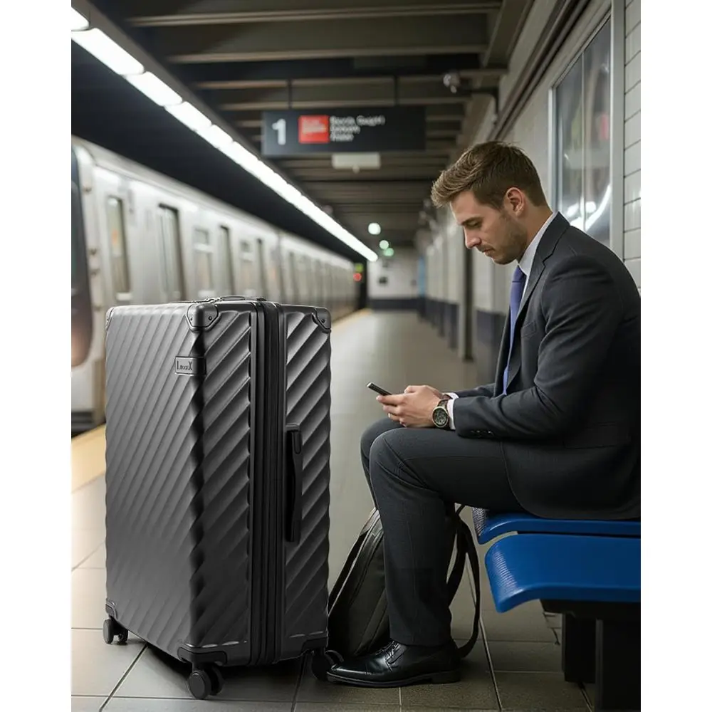 Expandable Hard Shell Spinner Suitcase, 28 Inch, Charcoal Metallic