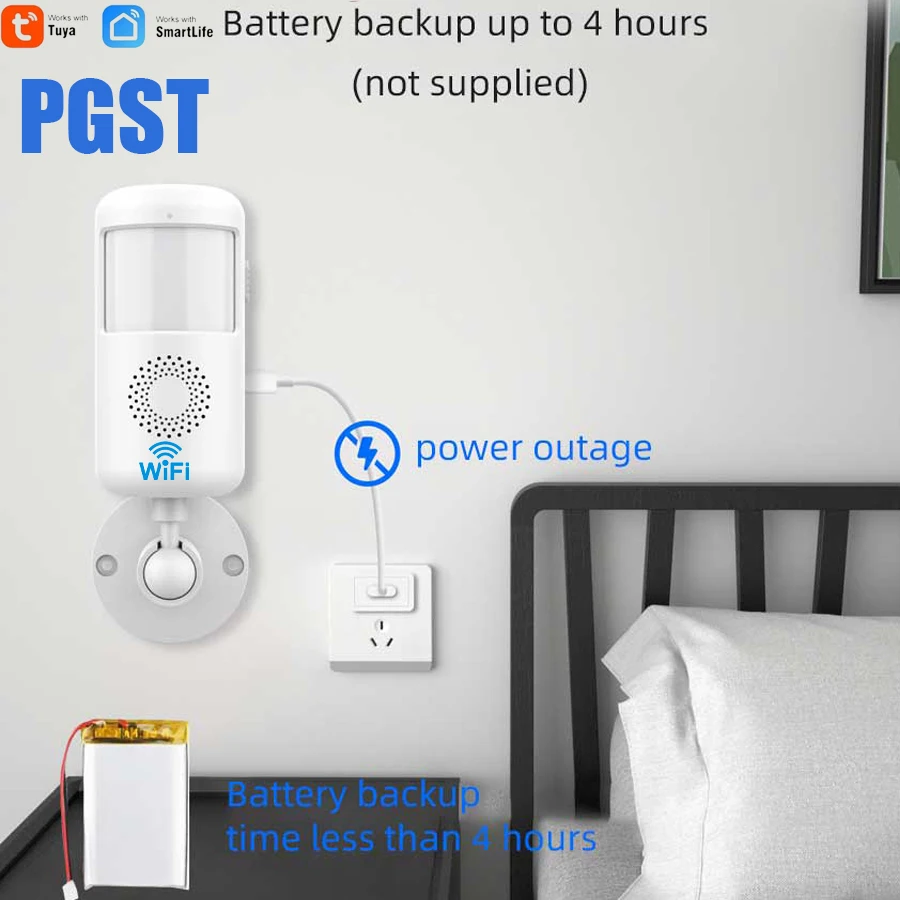 

PGST infrared detector, PIR motion sensor, graffiti, WIFI smart home anti-theft alarm, APP remote viewing to achieve home safe