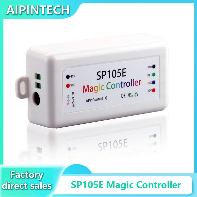 Controlador mágico Sp105E Compatible con Bluetooth Dc5-24V 2048 píxeles para Ws2811 2812 2801 6803 tira Led compatible con aplicación Ios/Android