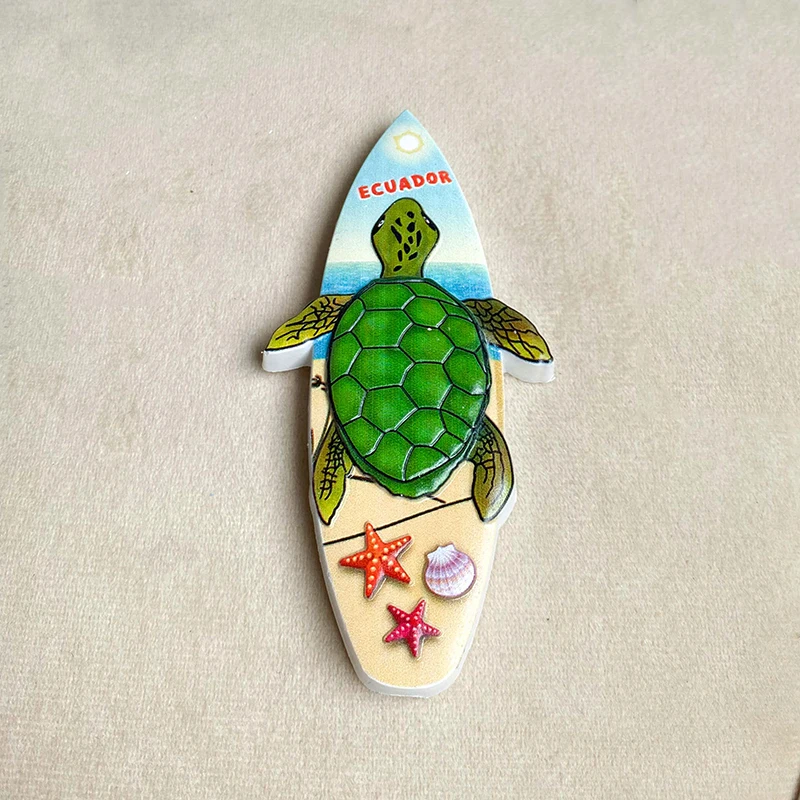 Ecuador Travel Souvenirs Home Improvement Items Collection Crafts Gifts Surfboard, beach, turtle 3D stereo refrigerator magnet