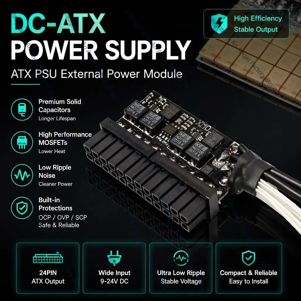 DC-ATX Pico PSU 200W 300W 400W 24Pin DC Power Module for ITX Mini PC Soft