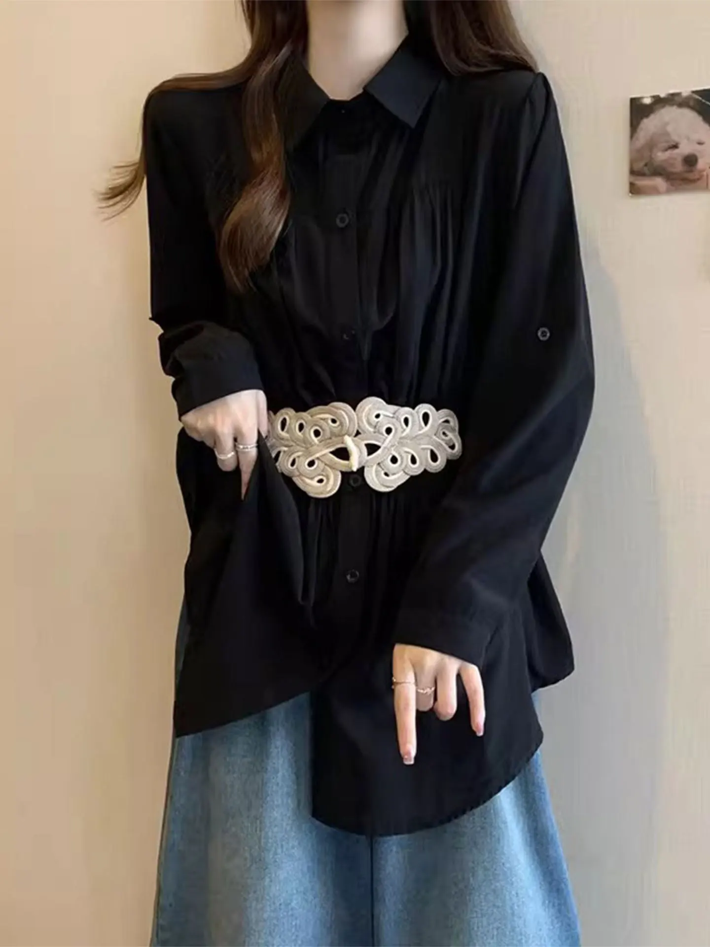 

Sli Long Sve Loose Women's irt Spring 2026 Casual Sle Versatile Beautiful Age-Defng plus Size Faionable Top