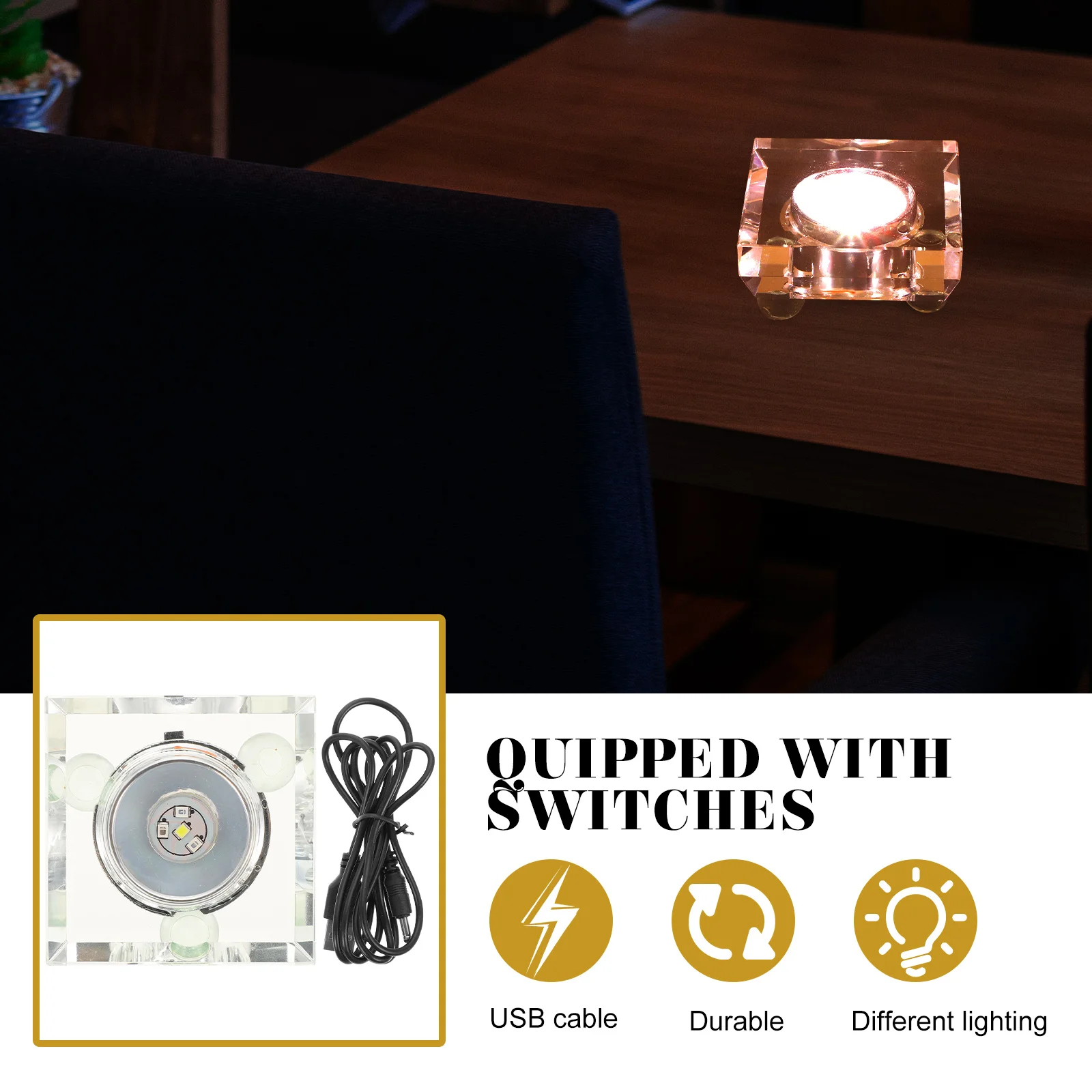 

Crystal Display Stand with LED Light Base for 3D Glass Art Collectibles Illuminated Table Centerpiece Lighting Display