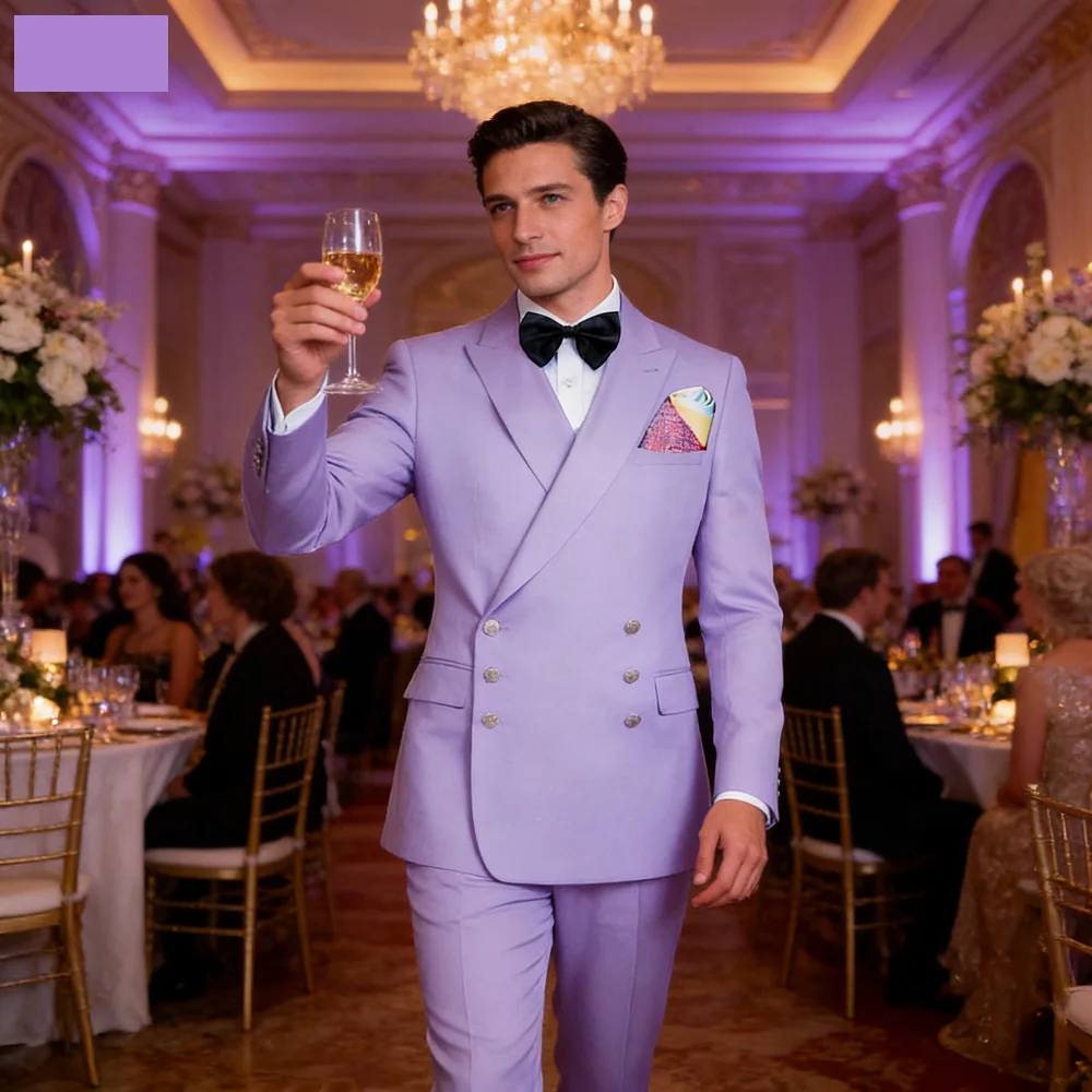 

Элегантный мужской костюм-двойка: пиджак с острыми лацканами и брюки, двубортный, для торжественных мероприятий, бизнеса, свадьбы, модный