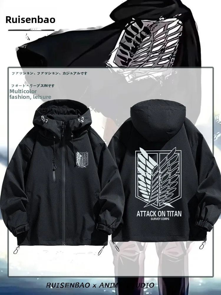 

Atta on Titan Freedom Wing Cosplay Jaet Men's Zipper Decorated Anti-wrinkle Treaent Polyester Long Sve Youth Faion