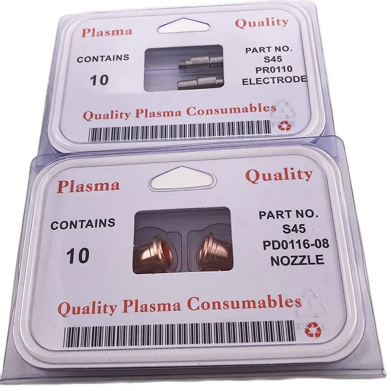 Plasma Consumables 10pcs PR0110 Electrode and 10pcs PD0116 Nozzle S45 CUT55 PT-40 PT40 IPT-40 PT 40 HC4000 fit Telwin Plasma 34