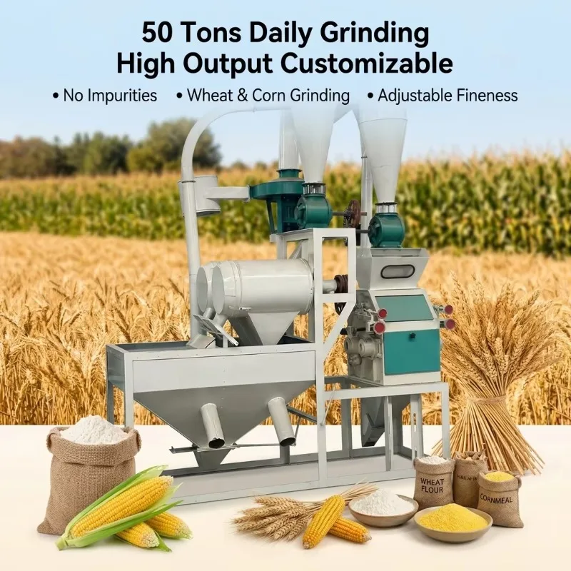 

Horizontal Corn Wheat Flour Mill Dual Discharge Ports Separate Wheat Flour And Corn Powder Without Cross Material Contamination
