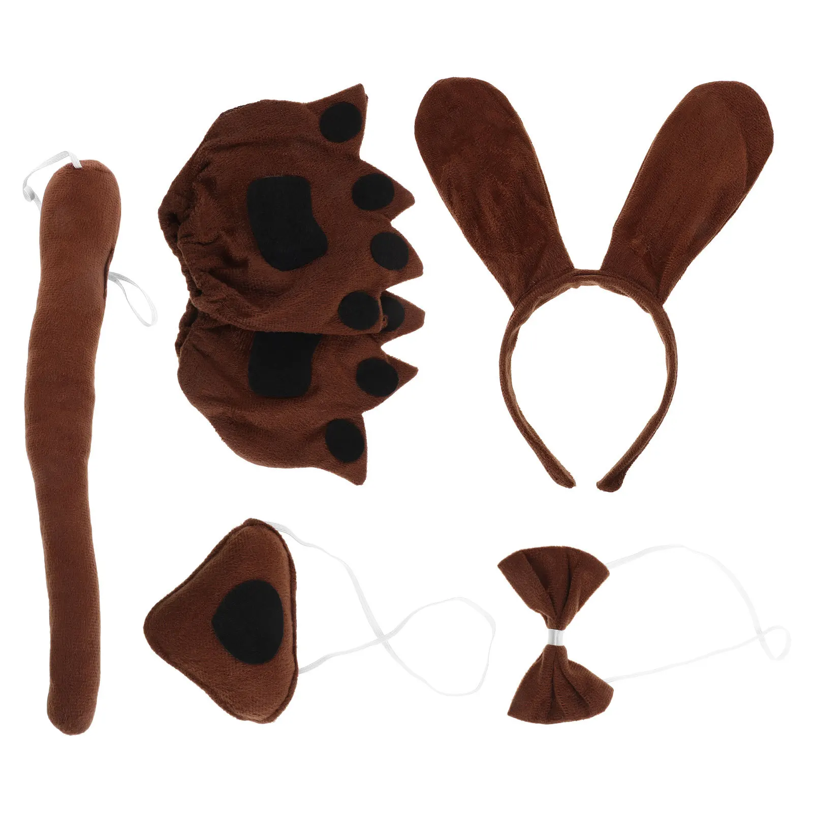 مجموعة واحدة من أزياء الكلاب لزي الجرو الكامل مع عصابة رأس للأذن وربطة عنق وربطة عنق وقفازات أنف للحفلات والكرنفال والهالوين