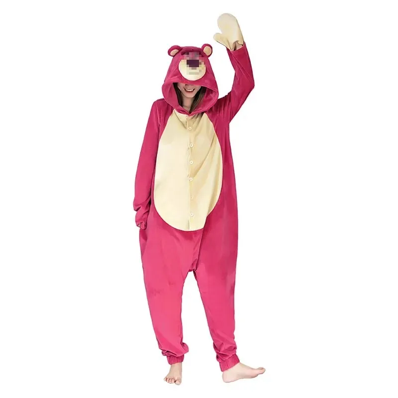 Disfraz de Cosplay de oso rosa Lotso de la película, pijama rosa, disfraz de Carnaval de Halloween, ropa personalizada de oso Lotso