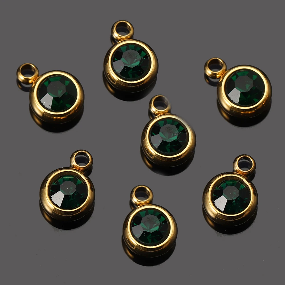 20 stuks 6mm roestvrij staal strass kralen goud kleur kristal bedels hangers voor ketting armband sieraden maken charme DIY