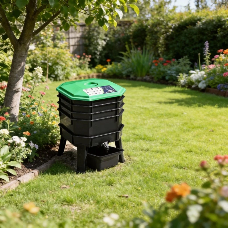 

Большой уличный компостер - контейнер для компостирования пищевых отходов и навоза с использованием червей