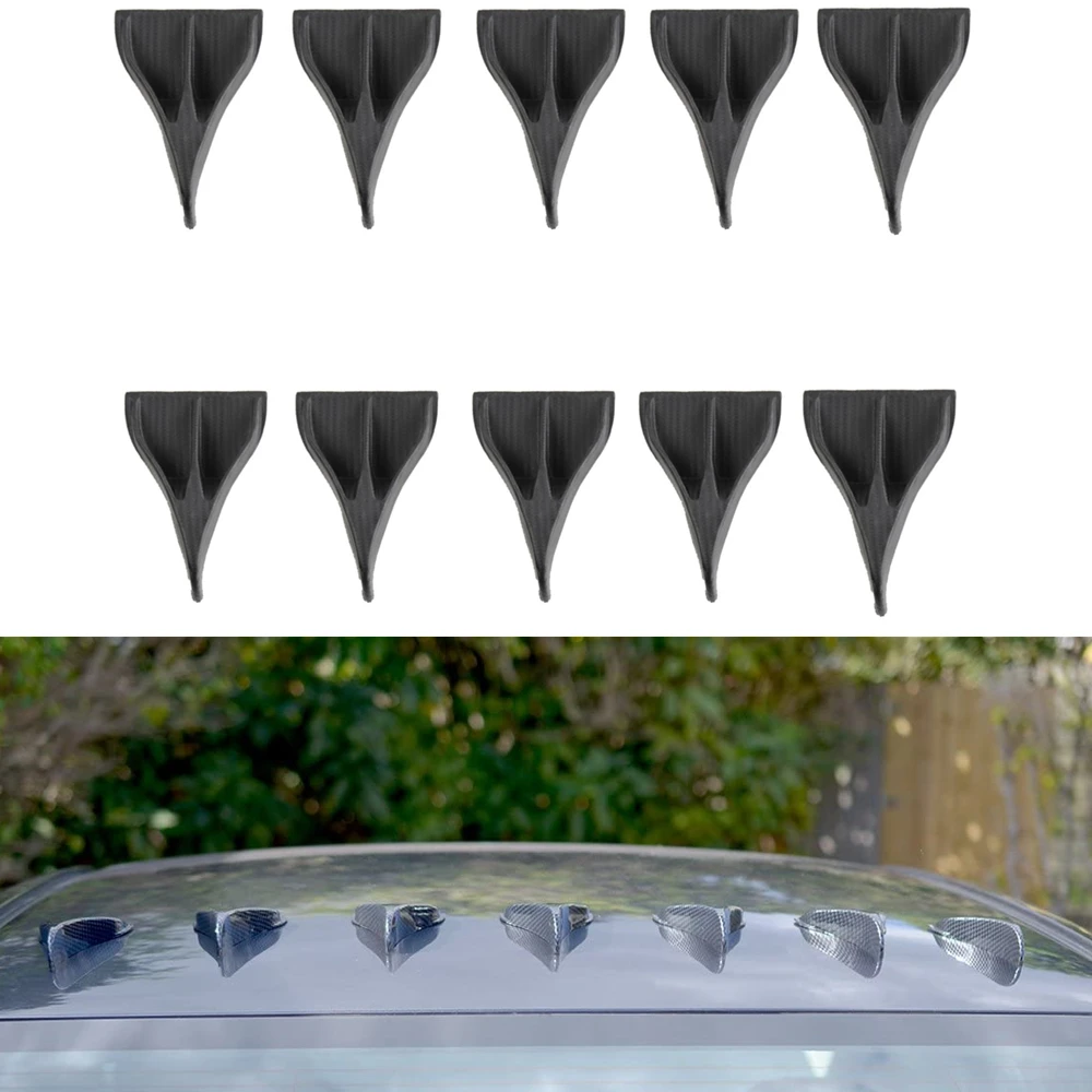 

​10 PCS Universal Vortex Generators Roof Shark Fins Spoiler Wing Kit Black for Car Truck SUV