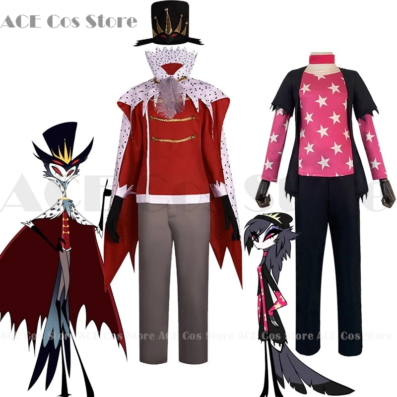 

Helluva Stolas Octavia Goetia Cosplay Boss Costume Anime Hazbin Cosplay Hat Cloak Suit Uniform Halloween Party Clothes Set