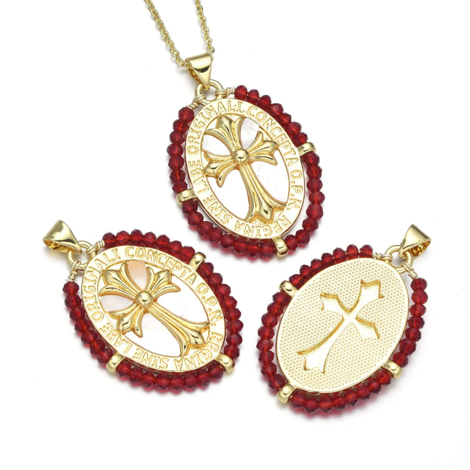 5 Pieces European and American Colorful Beads Cross Pendant Accessories DIY Pearl Necklace Jewelry Making Materials Wholesale