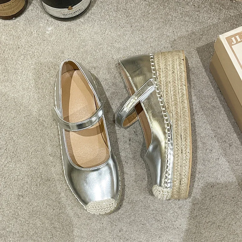 2024 Spring Rome Sandals Weave Wedges Platform Shoes Women New Dress High Heels Marie Janes Shoes Party Pumps Female Zapatillas