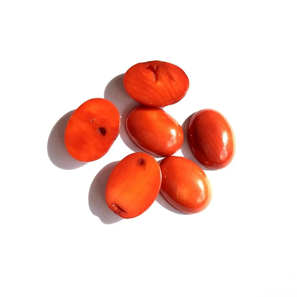 Wholesale 2pcs Natural Orange Coral Bead Cabochon,6mm 8x12mm 10x14mm Oval Sea Bamboo Coral Bead Cabochon Ring Face For Jewelry