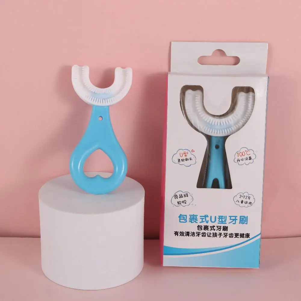 

Soft Simple with Handle Toddler 2-12 Years Old Silicone Oral Care Toothbrushes U-Shape Toothbrushes Teeth Cleaning Brushes
