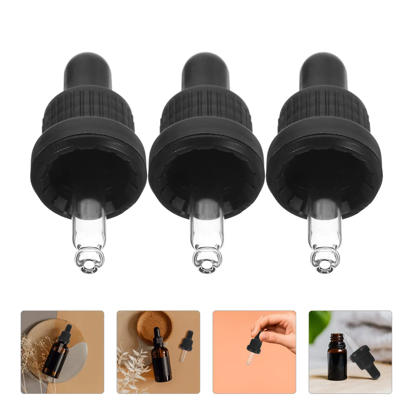 

6Pcs High Quality Glass Dropper Plastic Base Easy to Clean Removable Tip Lab Pipette Dropper for Essential Oil Aromatherapy